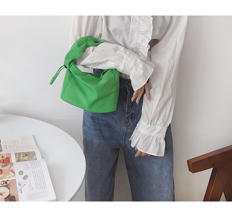 Solid Polyester String Katoen Draagbare Handtas Vrouw Pure Make Mini Tassen Mini Leuke Korea: green