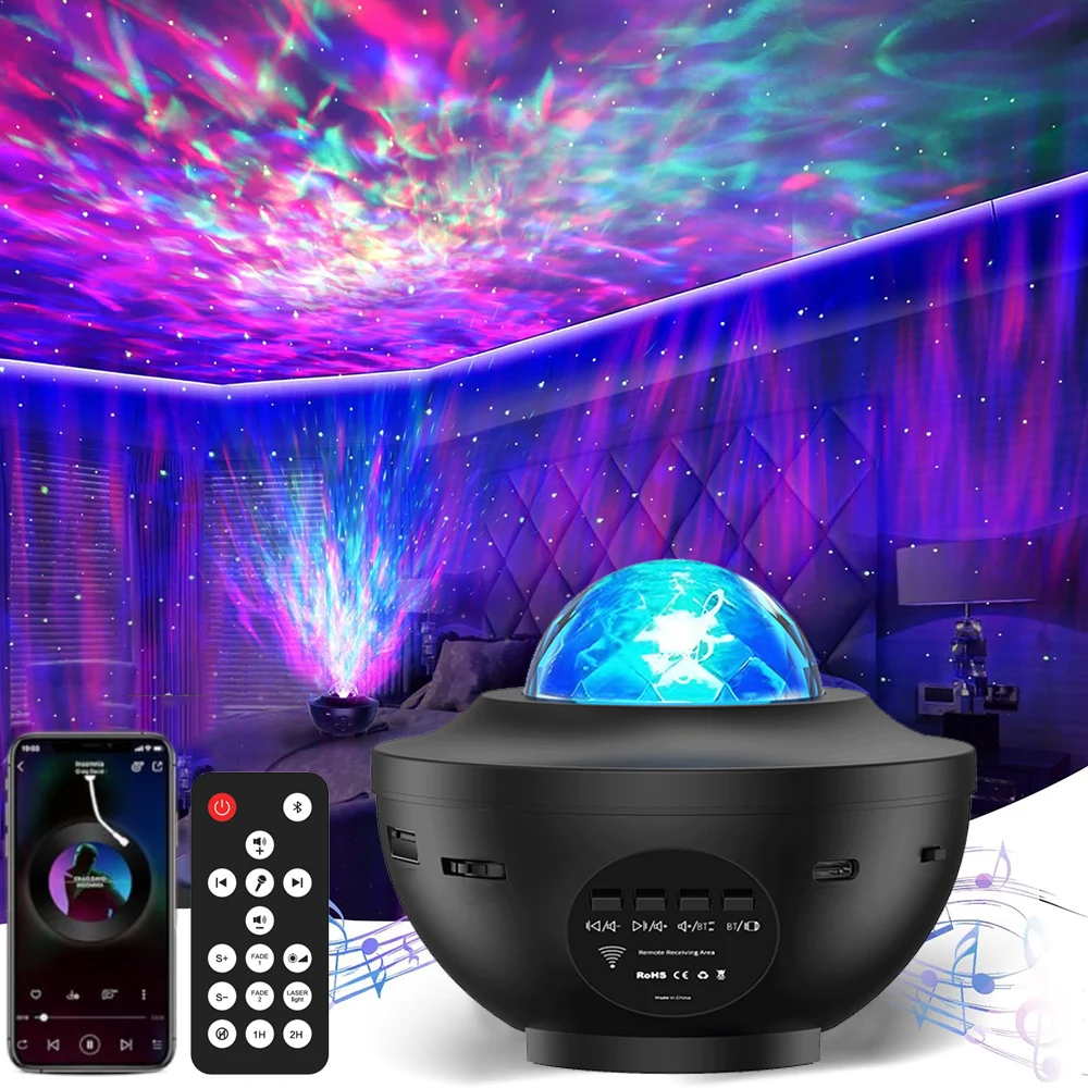 LED Starry Galaxy Projector Nachtlampje Kind Cadeau USB Bluetooth Muziekspeler Ster Nachtlampje Kleurrijke Projector Nachtlamp