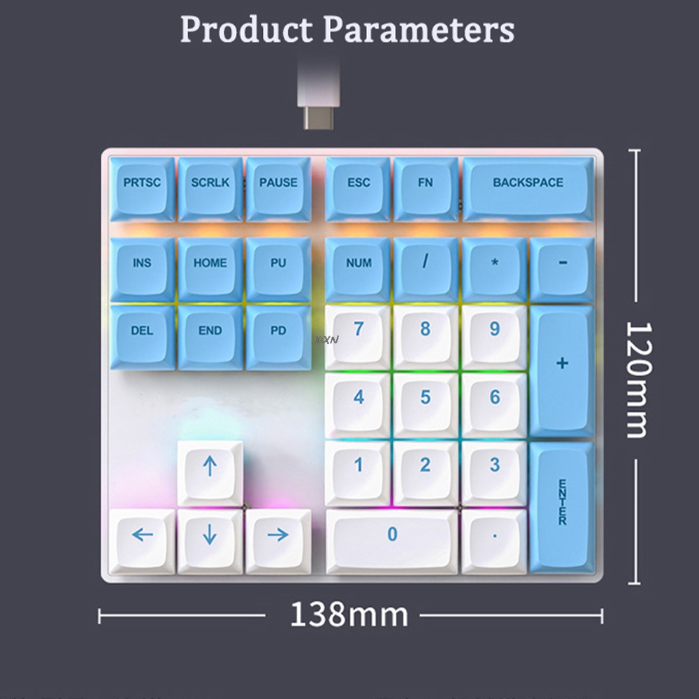 Numeriek toetsenbord met 33 toetsen en meerkleurige verlichting As Bedraad mechanisch toetsenbord voor financiële zakelijke laptopcomputeraccessoires