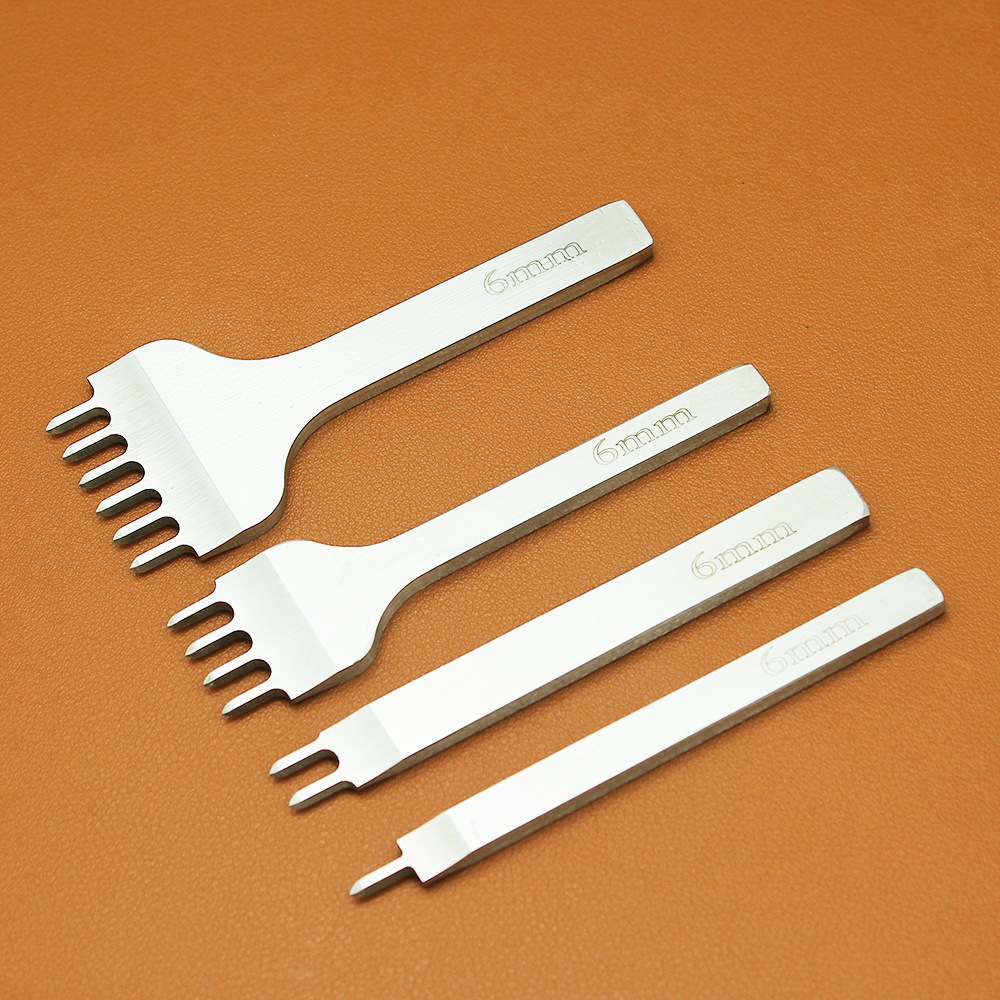 1sets Metal Leather Chisel Hole Punch Stitching Tool Diamond Pricking Iron Leather Craft tool Completely Polishing 3/4/5/6mm: 6mm1-2-4-6prong-1set