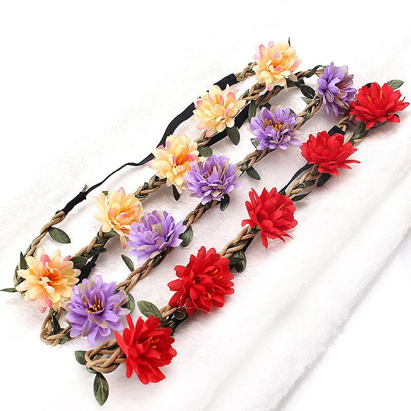 Women Wedding Flower Headband Girls Boho Flowers Headwear Children Headbands Hair Accessories Bride Wreath Beach Garland