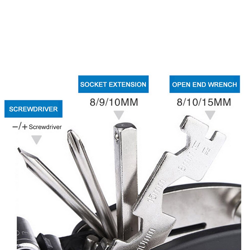 Bicycle Repair Kit 16-in-1 Multifunction Mechanic Repair Tool Kit with Tire Puncture Repair Tools