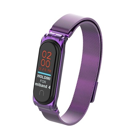 YUEDAER mi Band 4 correa de Metal para Xiaomi mi Band 4 correa de acero inoxidable mi Band 4 correas de muñeca mi lanese Loop mi Band4: Milanese purple
