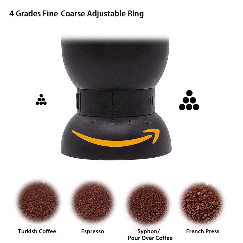 Manuel kaffekværn med keramiske grater, lhs håndkaffemølle med to beholdere, der kan justeres grove genopfyldelige låg