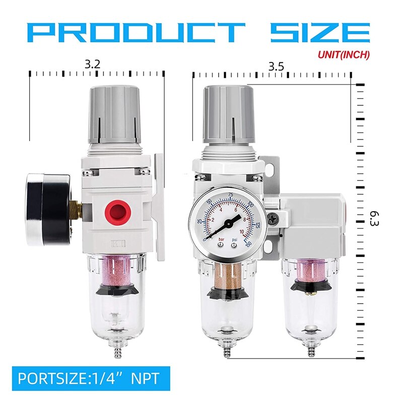 NPT Air Drying System-Water Trap Separator-Semi-Automatic Drainage, 0-150 Specification, Polyethylene Bowl,Metal Bracket