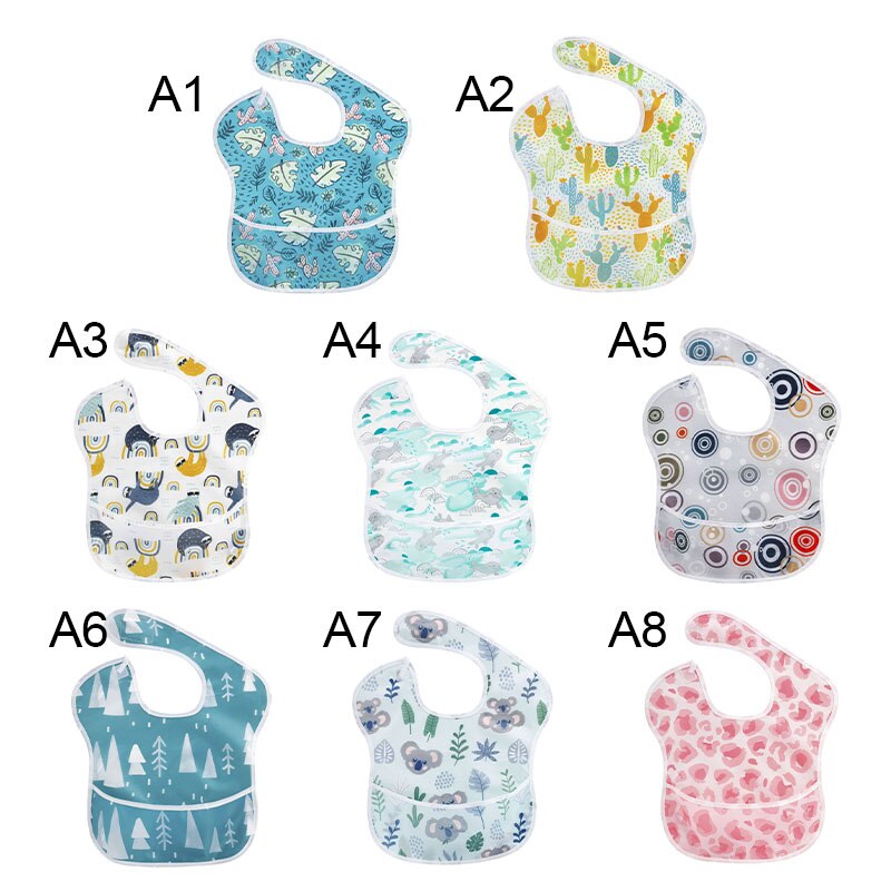 Bavoirs imperméables pour bébé 1O0% Polyester TPU revêtement bavoirs d'alimentation bavoirs lavables pour bébé avec receveur de nourriture pour Babies6S29