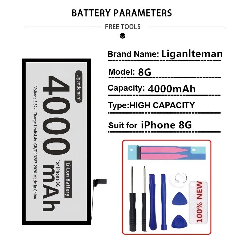 Real Capacity Replacement Battery For Apple IPhone 6 7 8 Plus XR XS MAX Batterie Lithium Phone Battery For iPhone 5 5S 5SE 6S X: For iPhone 8