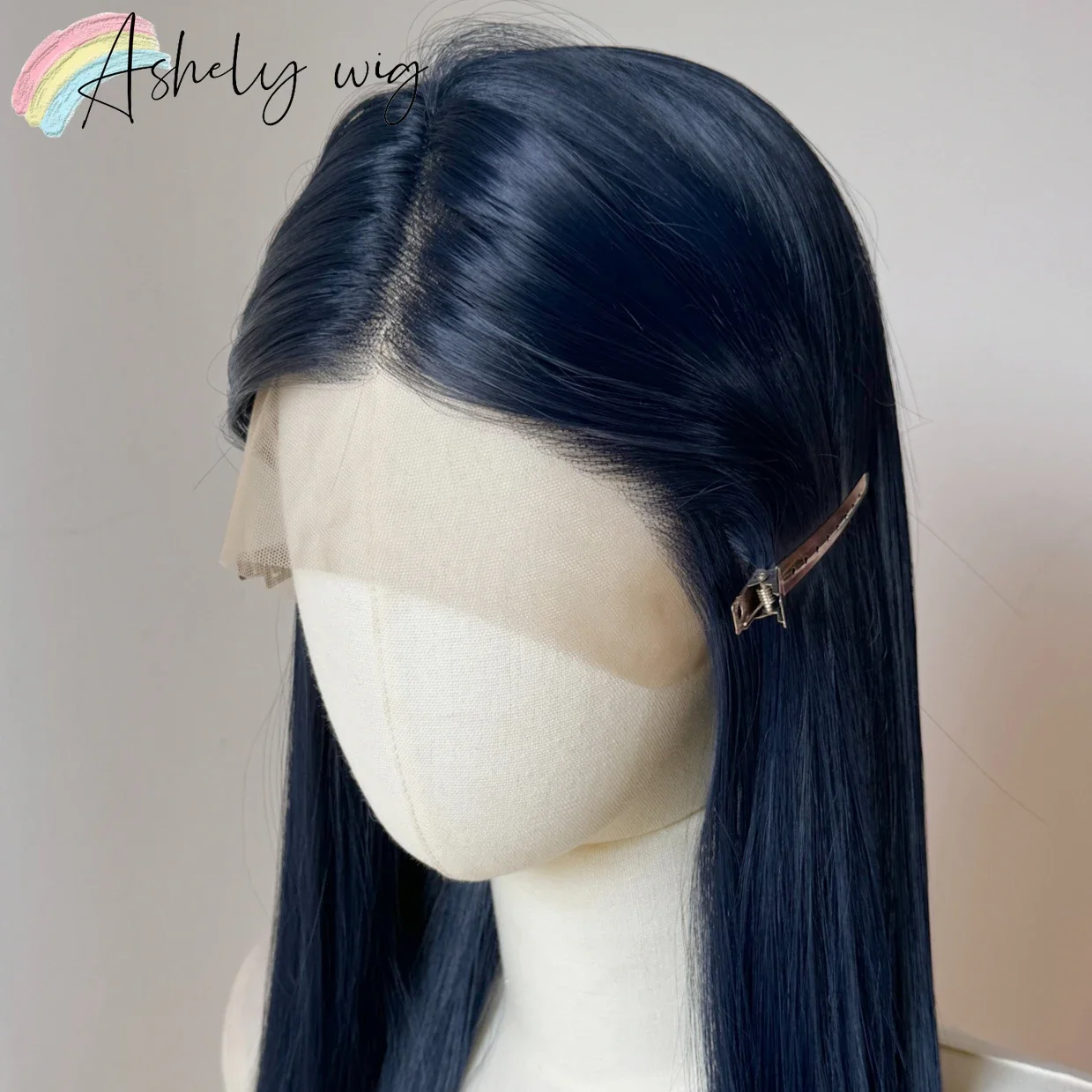 Blue Wig Long Straight 13x4 Dark Blue Glueless Lace Wigs for Woman Natural Heat Resistant Fiber Hair Synthetic Lace Front Wigs
