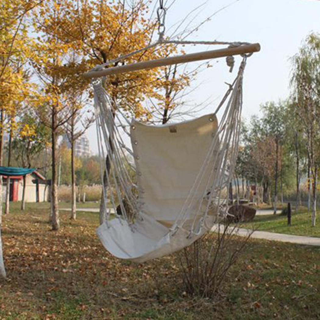 Hammock Camping Canvas Swing Chair Rope Garden Dormitory Outdoor Hanging Swinging White 120 kg Safe Seat: Default Title