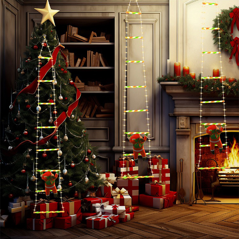 LED Weihnachtsdekorationen Feenlampe LED Leiterlampe mit Klettern Weihnachtsmann Zuhause draussen Weihnachtslicht Neujahr Ornamente s