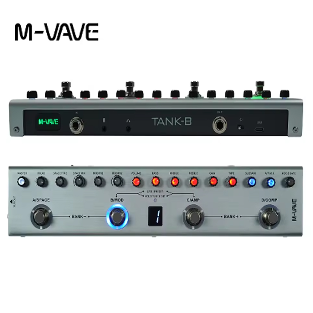 M-vave tank-g/tank-b/cubebaby bas/cubebaby ac/cube baby/tank mini genopladelig multieffektpedal til elektrisk akustisk guitar