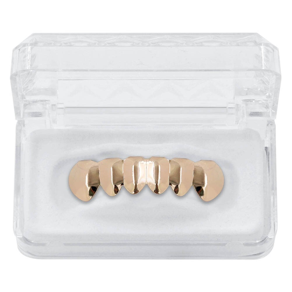 Bonnets de Grillz en silicone pour les dents de Couple, style HIP HOP, crocs de Vampire en haut et en bas: Rose Gold Bottom