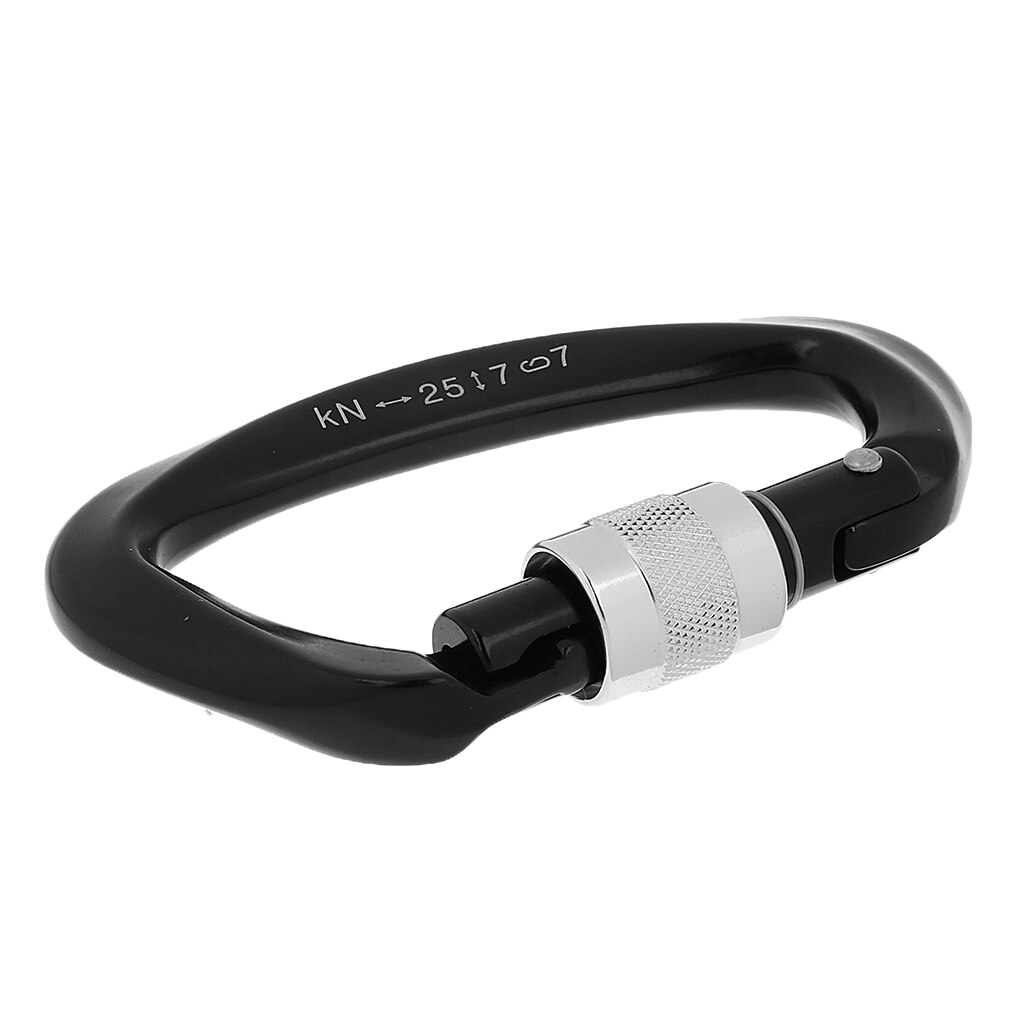 25KN Sterk Duurzaam Schroef Locking Klimmen Karabijnhaak Snap Lente Clip Haak: Black