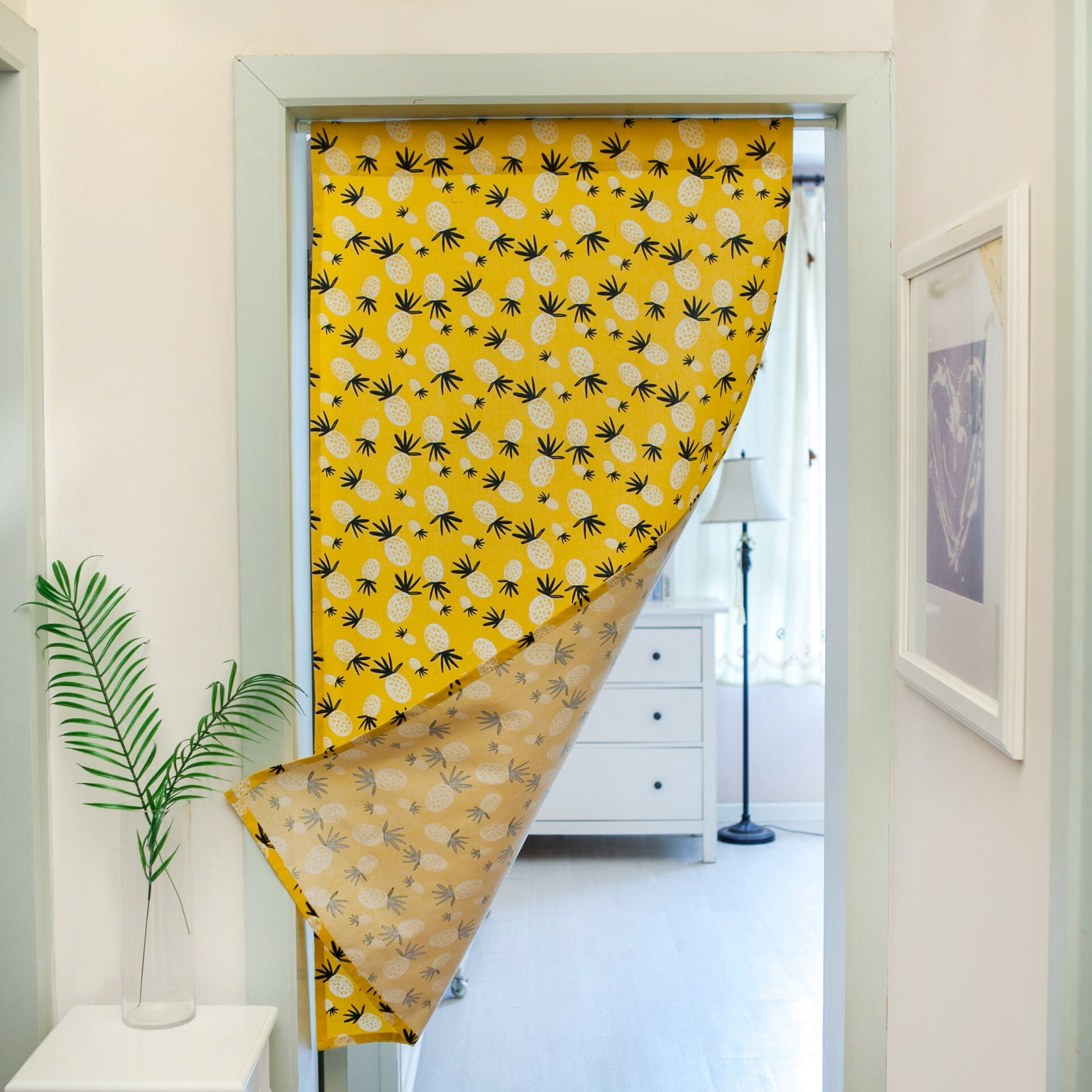 Jaune ananas rideau coton lin tissu épais rideau vent bain rideau salle de bain chambre cuisine demi rideau un autre coup: 70cmx140cm