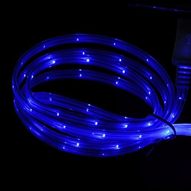 1M Lächeln Wachsen LED Mikro USB Kabel Licht Nudel Wohnung Mikro Usb Ladegerät Kabel Für Samsung Für HTC Für iPhone11Profi 8 7 X XR Android
