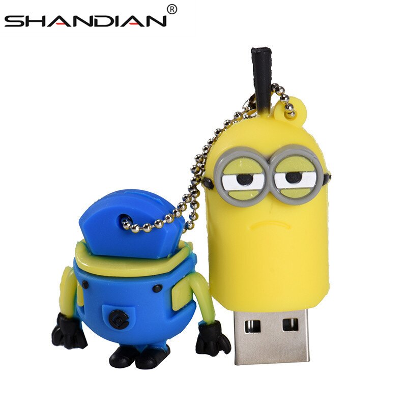 SHANDIAN Funny mini usb flash drive cute Yellow people 4GB 8GB 16GB 32GB 64GB 128GB pen drive memory flash drive Exempt postage