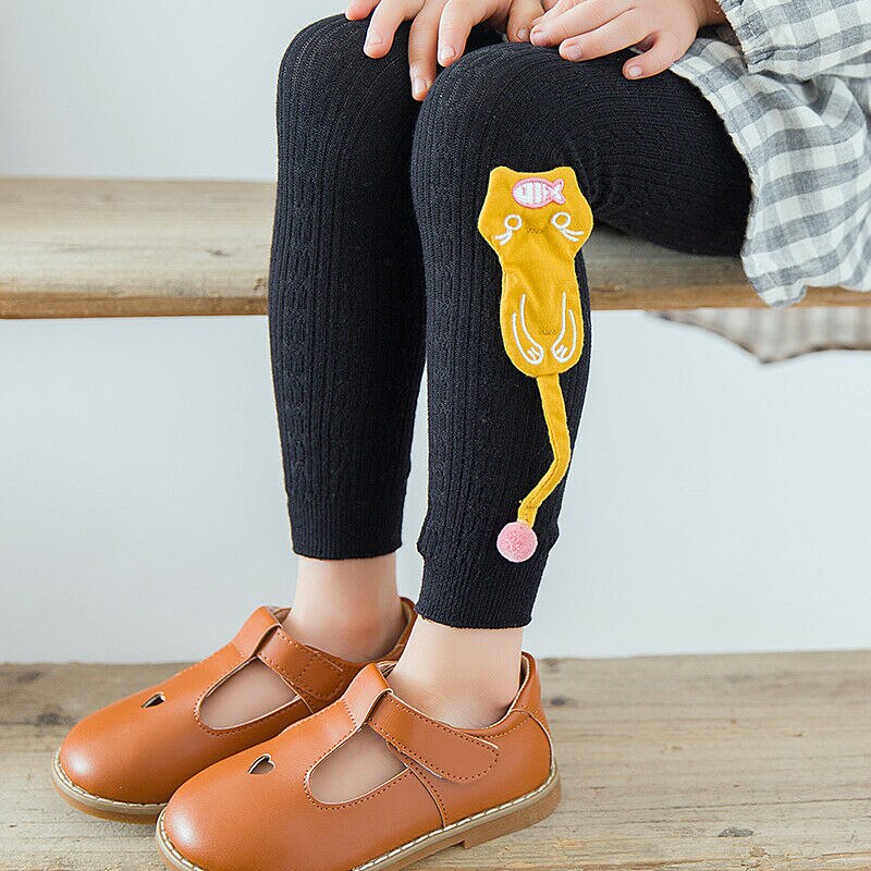 Søde tegneserie børn pige baby stramme bukser småbørn stretch varme leggings bukser 1-8y