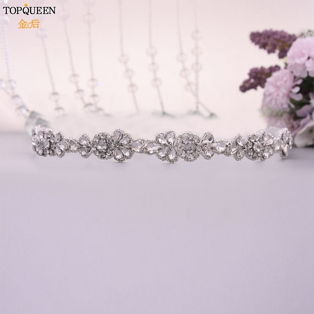 Topqueen vintage rhinestone brudebelte plus size rhinestone belte beaded applikasjonsdesign brudebelte tynt brudebelte  s235