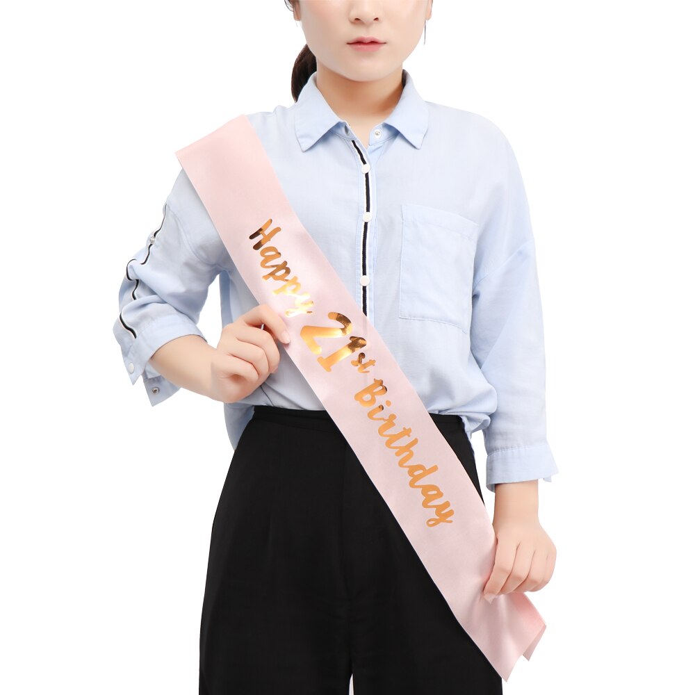 Birthday Funny Sash Rose Gold DIY Ribbon Women Party Decoration Happy 18/21/30/40/50/60 Birthday Girl Romantic Mom Favor