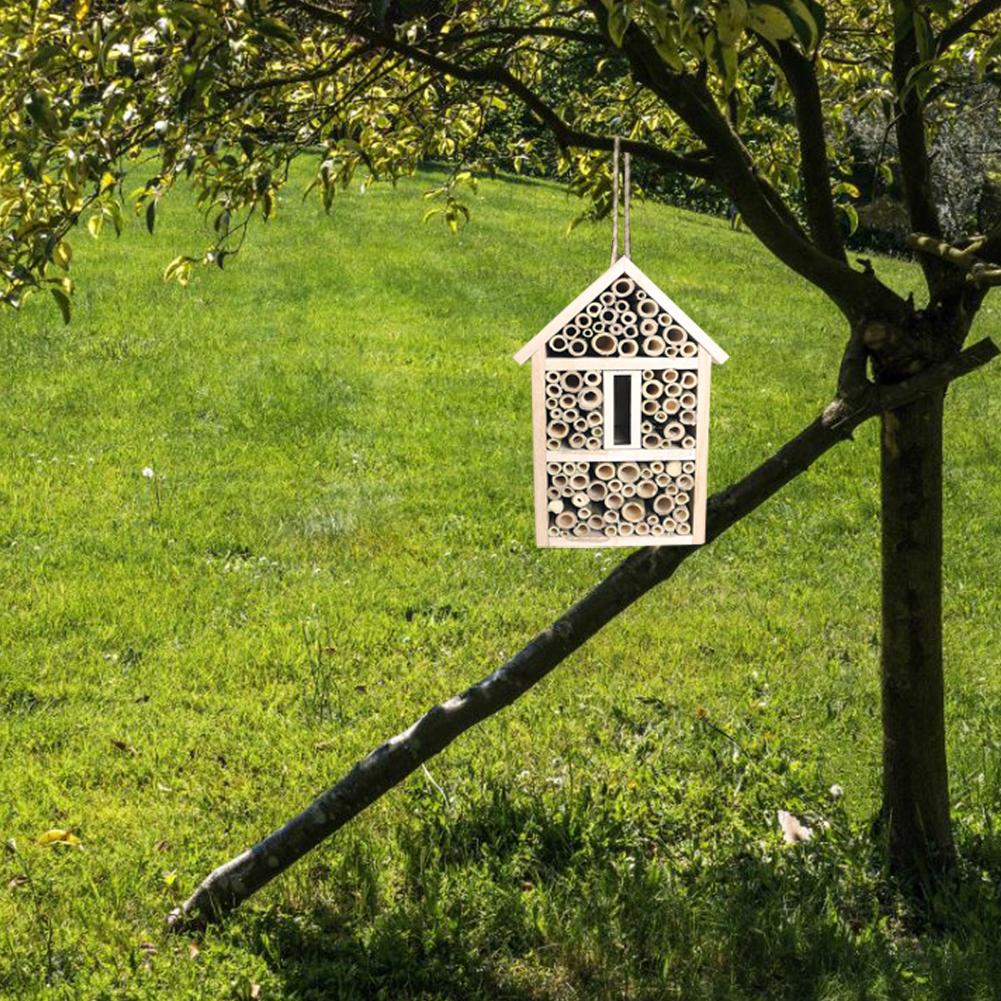 Bee House Bamboo Beekeeping Insect Bee House Wood Bug Room Hotel Shelter Home Garden Decoration Nests Box Bee House