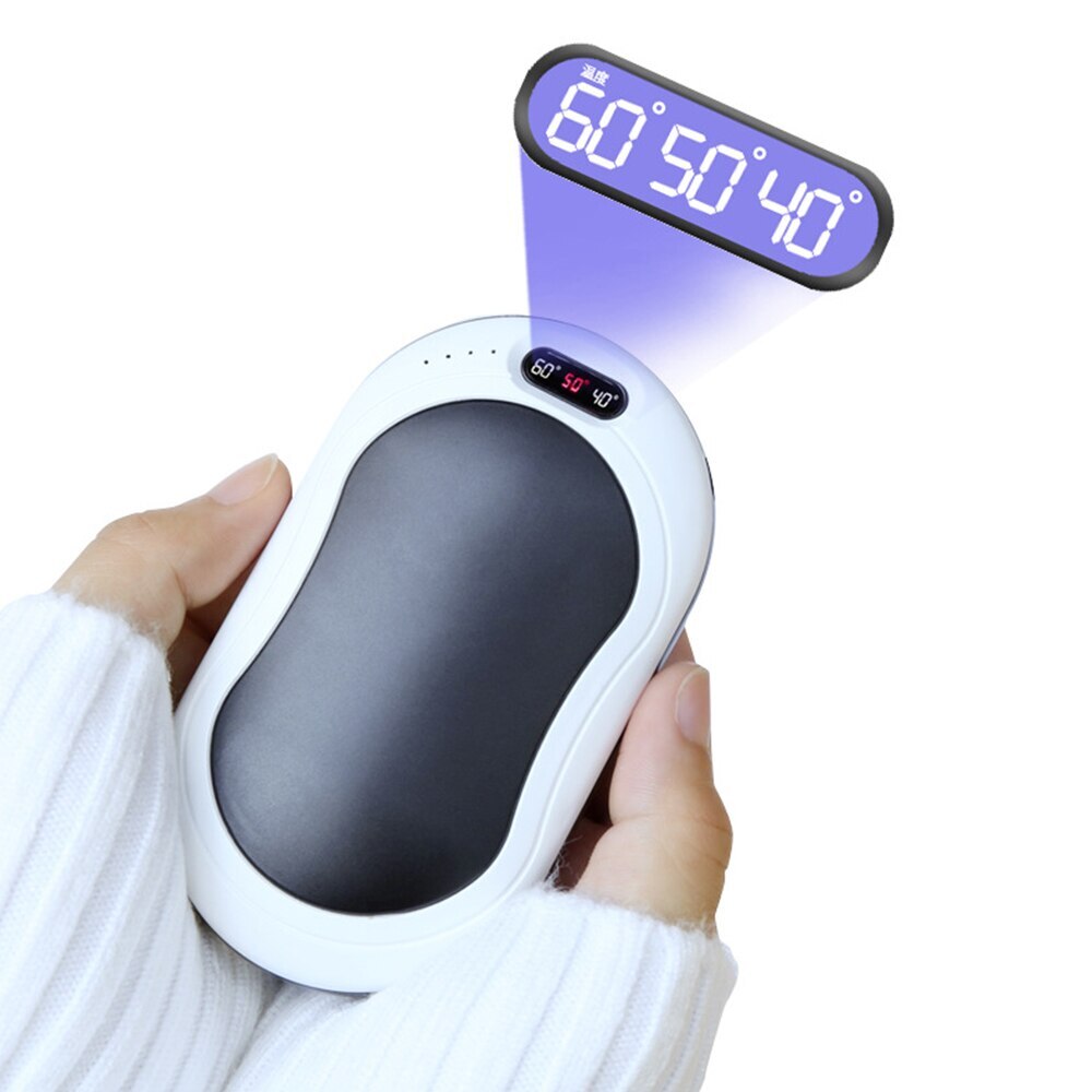 Calentador para manos 10000 mAh Mini calentador de manos carga USB portátil de larga duración banco de energía invierno cuerpo práctico calentador de manos: Noble Black