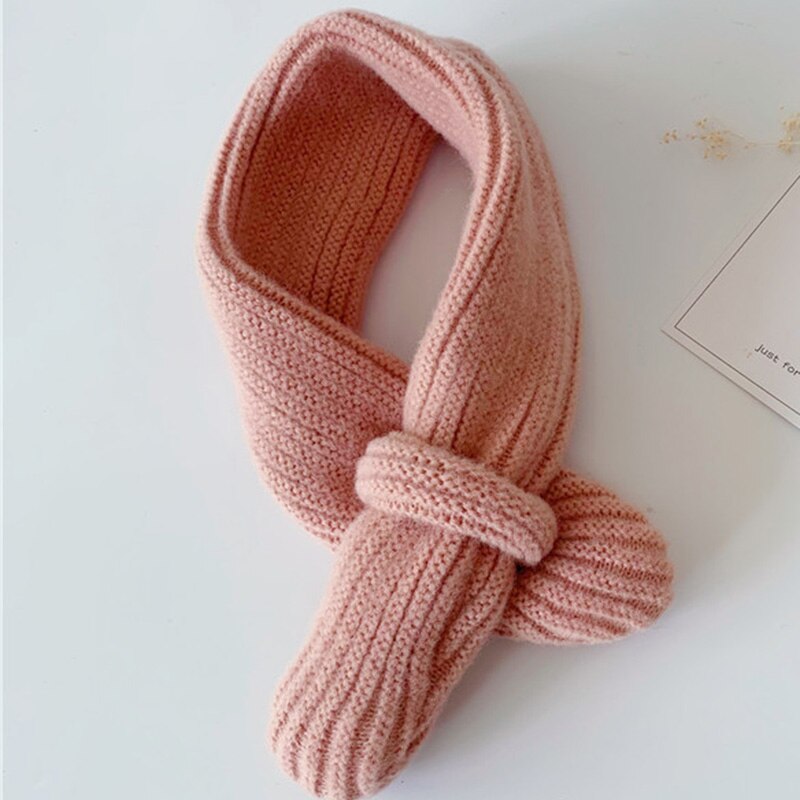 Korean Version Candy-colored Knitting Scarf Children Autumn Winter All-match Baby Warm Woolen Yarn Boys Girls Soft Collars D49