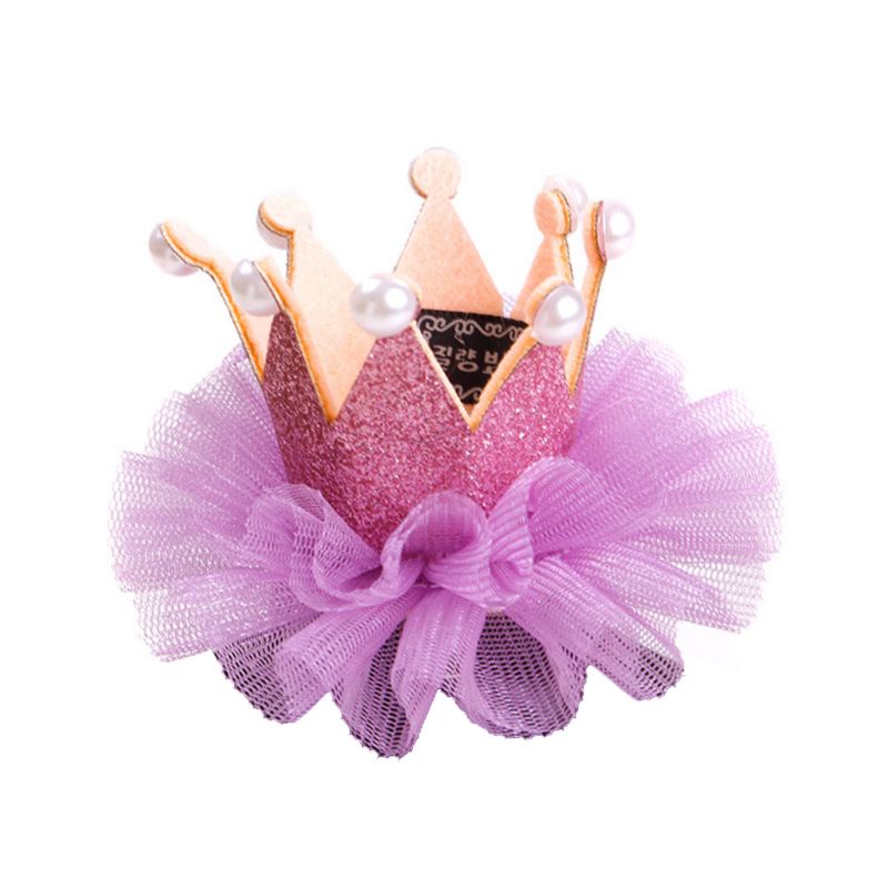 Bonito laço princesa coroa cão gato animal de estimação clipe de cabelo casamento festa de aniversário fotografia decoração suprimentos para animais de estimação presente para kitty filhote de cachorro: ROXO