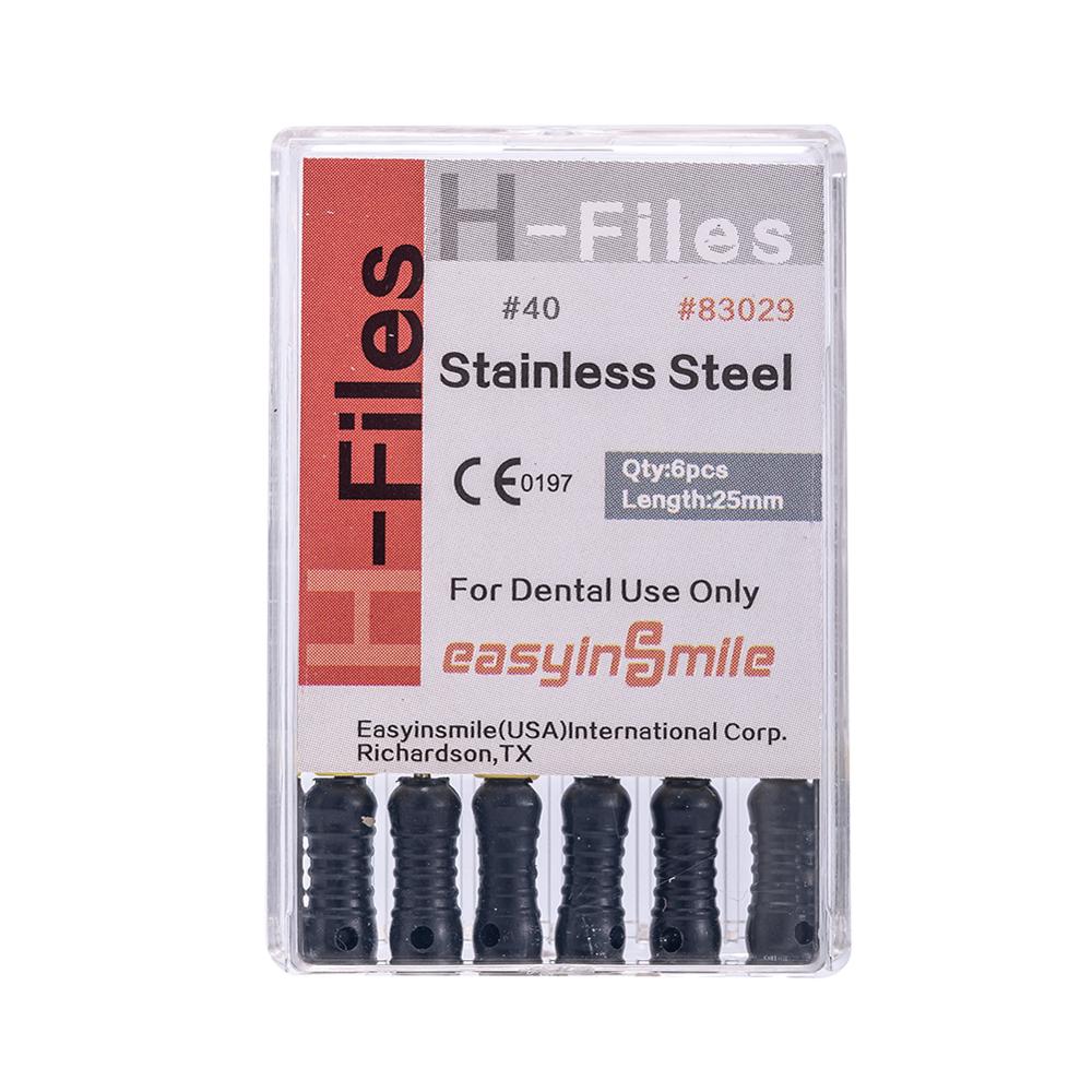 10Packs Dental Endo Stainless Steel Root Canal Endodontic H-Files Reamers Hand Use 25mm EASYINSMILE 6Files Per Pack: Size40