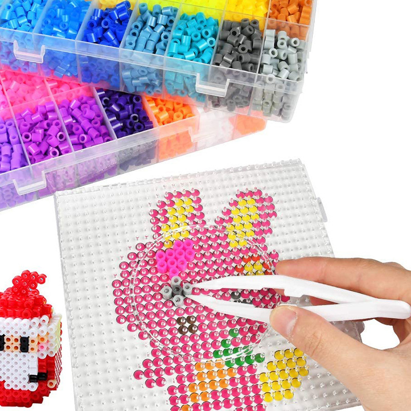 Ensemble de perles de hama de 5mm et 2,6mm avec fer à repasser, jouet pour bricolage de 100% , 24 / 72 couleurs,