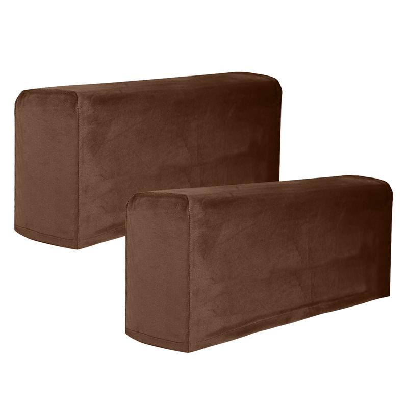 2 stk universal sofa armlæn betræk til stue elastisk armlæn beskytter ensfarvet sofapudebetræk （ 45 x 16 x 20 cm）: Khaki