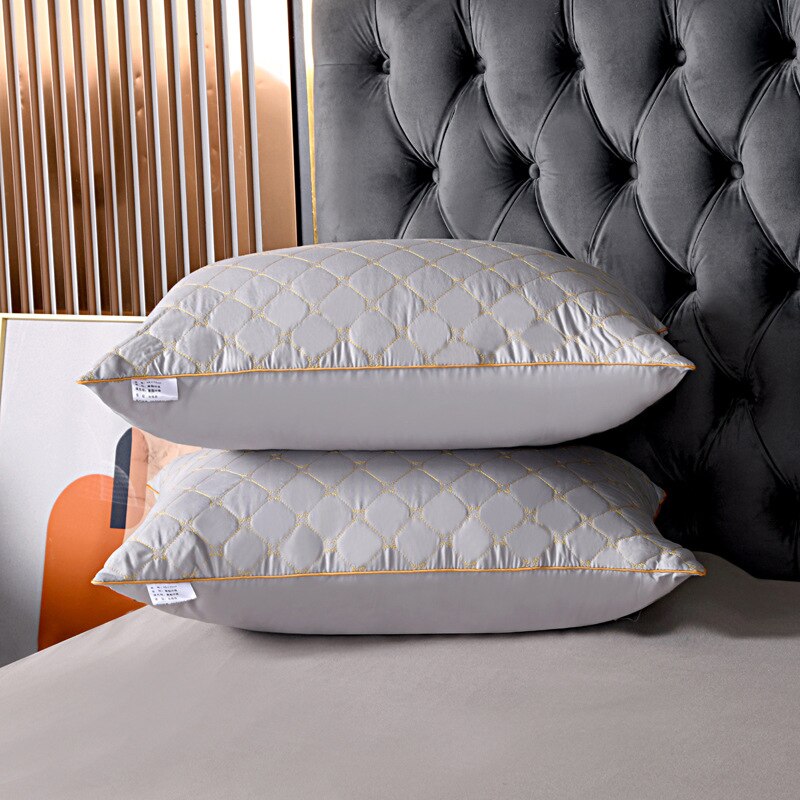 Oreiller de luxe de pour dormir, moelleux et de soutien, pour lit d'hôtel, mi-haut, noyau de remplissage, pour la maison: GRIS FONCÉ / Low pillow 1pc