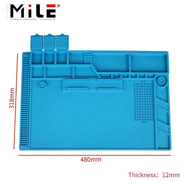 Mijl S-170 480X318Mm Siliconen Pad Bureau Werk Mat Warmte Isolatie Onderhoud Platform Voor Bga Pcb Solderen Reparatie tool: Default Title