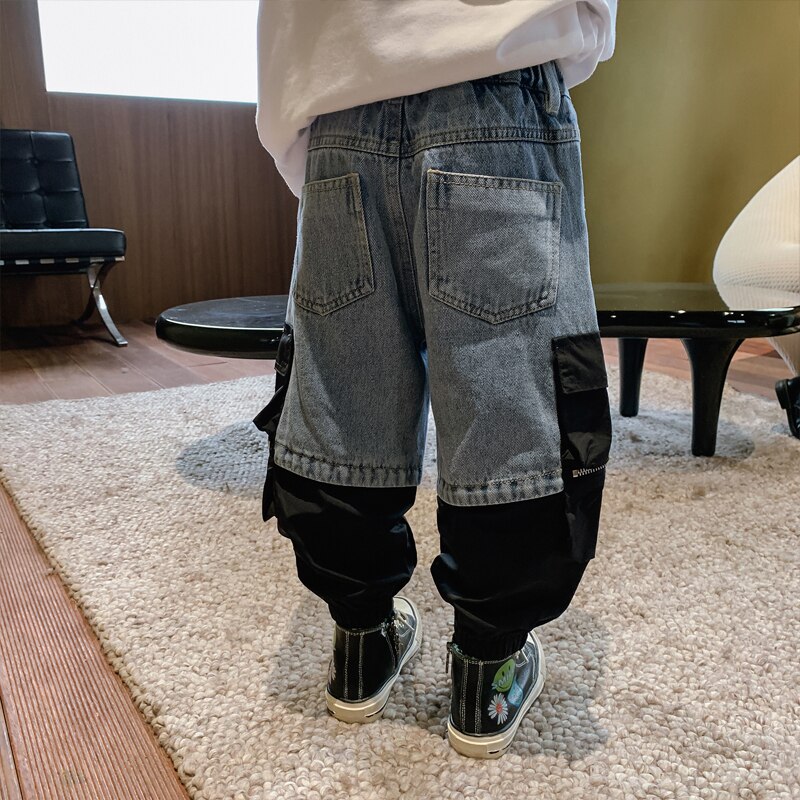 Jeans per bambini ragazzi pantaloni abbinati al colore Denim primavera 2021 nuovi pantaloni Casual in stile coreano