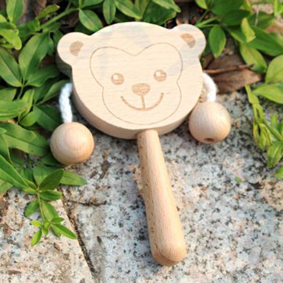 1 pc Beuken Speelgoed Rammelaar Chew Speelgoed Schattige Dieren Rammelaar Food Grade Materialen Pasgeboren Houten Kinderziektes Speelgoed Molaire Speelgoed: Monkey