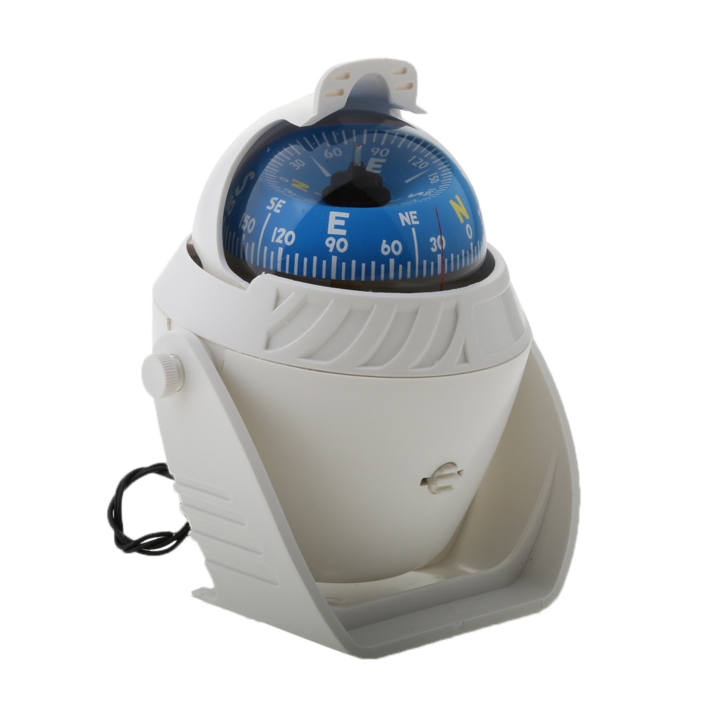 Marine Compass LED Lights Illuminated Light Up Electronic Digital Navigation Ball Compass for Boat Caravan Truck, White