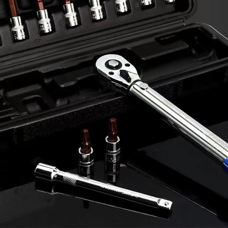 Juego de llaves dinamométricas preajustables de 15 Uds., herramienta de reparación de automóviles con trinquete de extracción de manga de 1/4 ''2-24N.m para mantenimiento automotriz