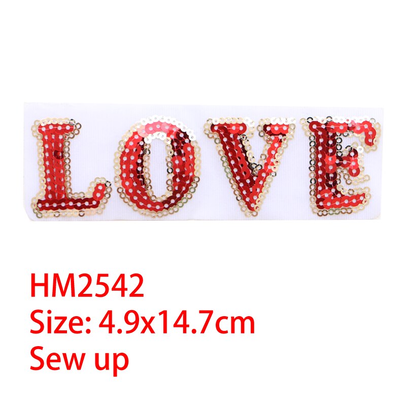 Rose Bloem Decoratieve Letters Patch Liefde Pailletten Icoon Geborduurde Applique Patches Voor Diy Ijzer Op Badges Op Rugzak, Kleding: HM2542