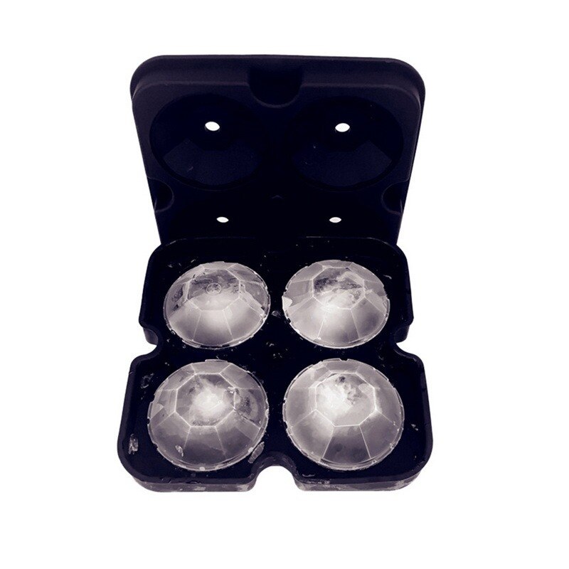 Diamond Ice Cube Tray Reusable 4 Cell Ice Cubes Maker Silicone Ice Cream Molds Form Chocolate Mold Whiskey Party Bar Tools: Black