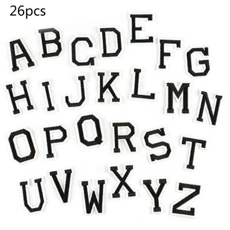 26 pçs inglês letras remendos desenhos animados animal alfabeto bordado apliques ferro em/costura crachá para crianças roupas diy