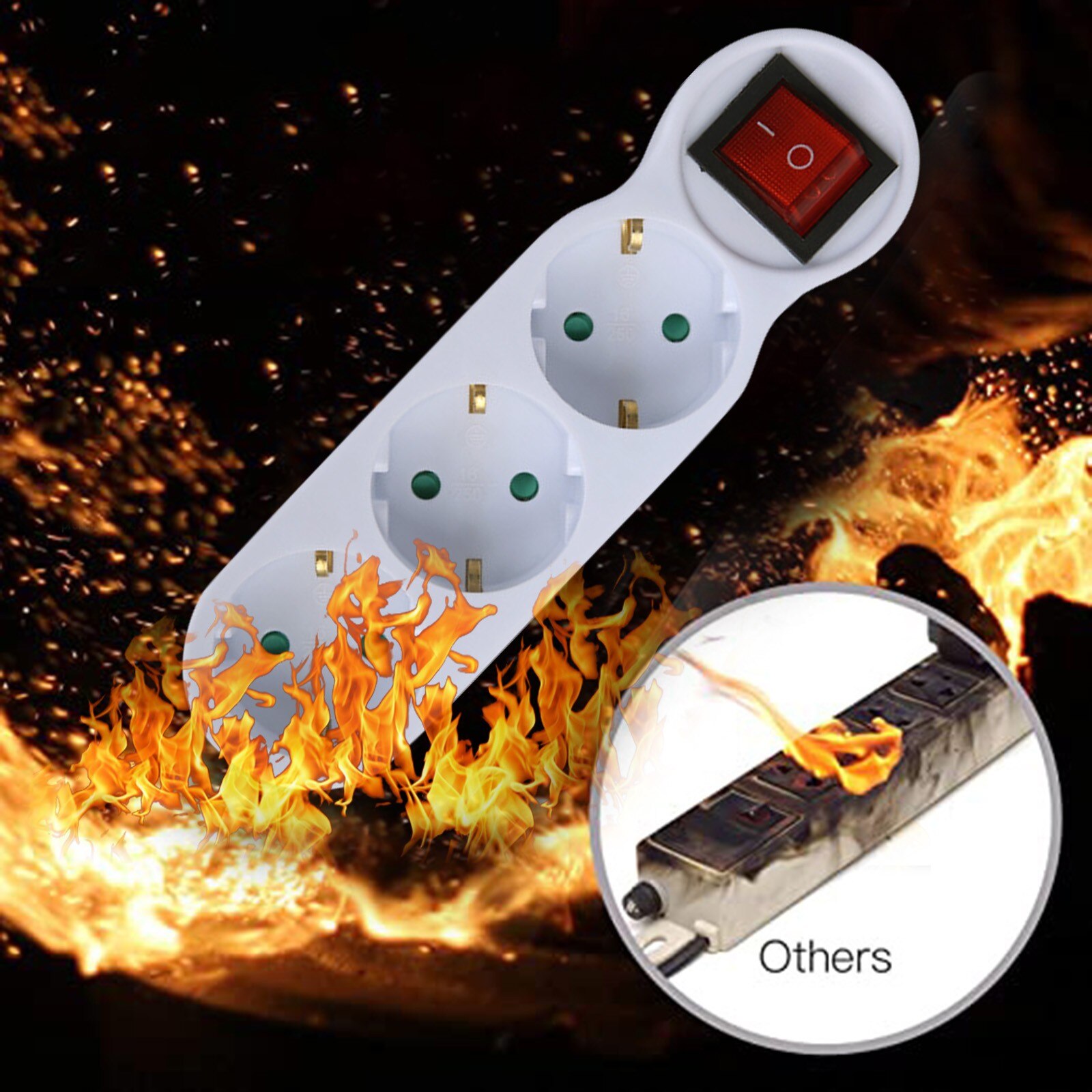 European Standard Wall Power Three Socket 2 Round Plug 3 Hole Socket With Switch On Off Eu Extension Outlet Switch Socket D4