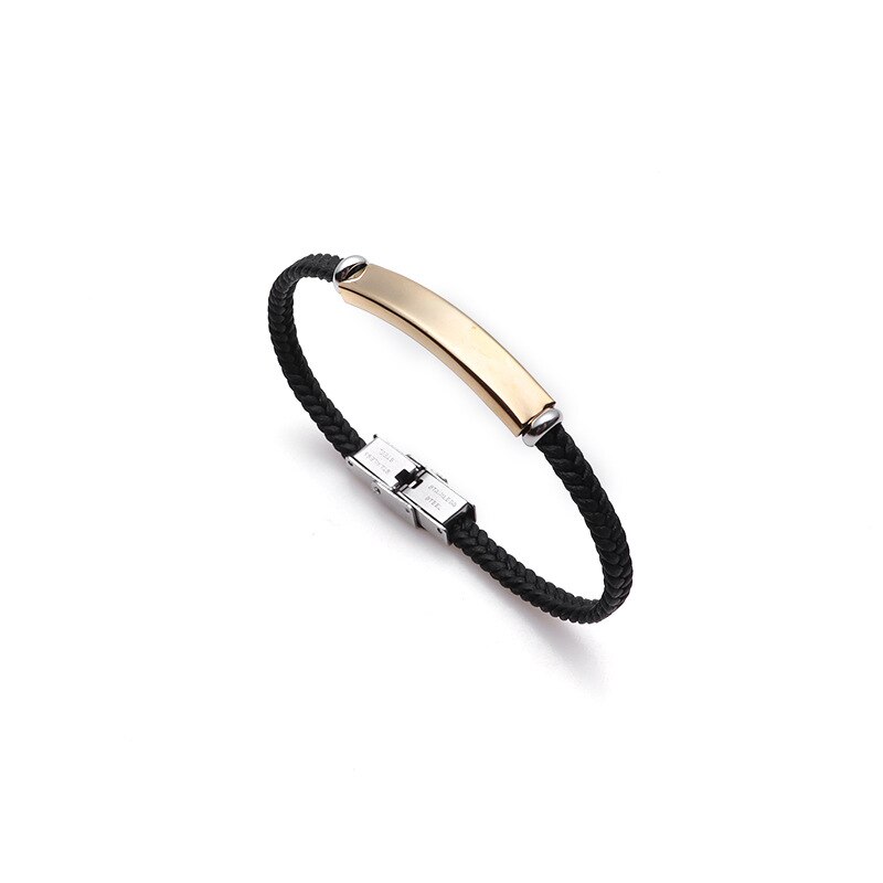 Neue Punk Schwarz flechten Seil Männer Armbinde Armreifen für Frauen Schmuck Schnalle 3 Farben Edelstahl Charme Armbinde: gold