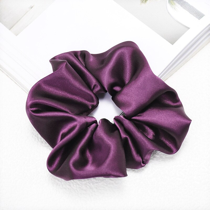 fast silke sateng hår scrunchie pakke kvinner jenter elastiske hårbånd tilbehør gumki gjøre wlosow: D485 lilla