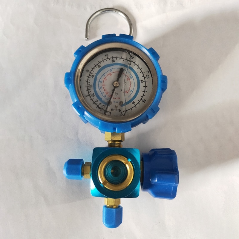 R410A R22 R134A Refrigerant High/Low Pressure Gauge 1/4 Auto Car Air Conditioning Refrigerant Pressure Gauge Tool Blue