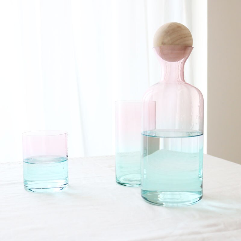 Roze En Blauw Gradiënt Fantasy Eenhoorn Kleur Zomer Glas Water Cup/Water Fles/Koel Water Fles