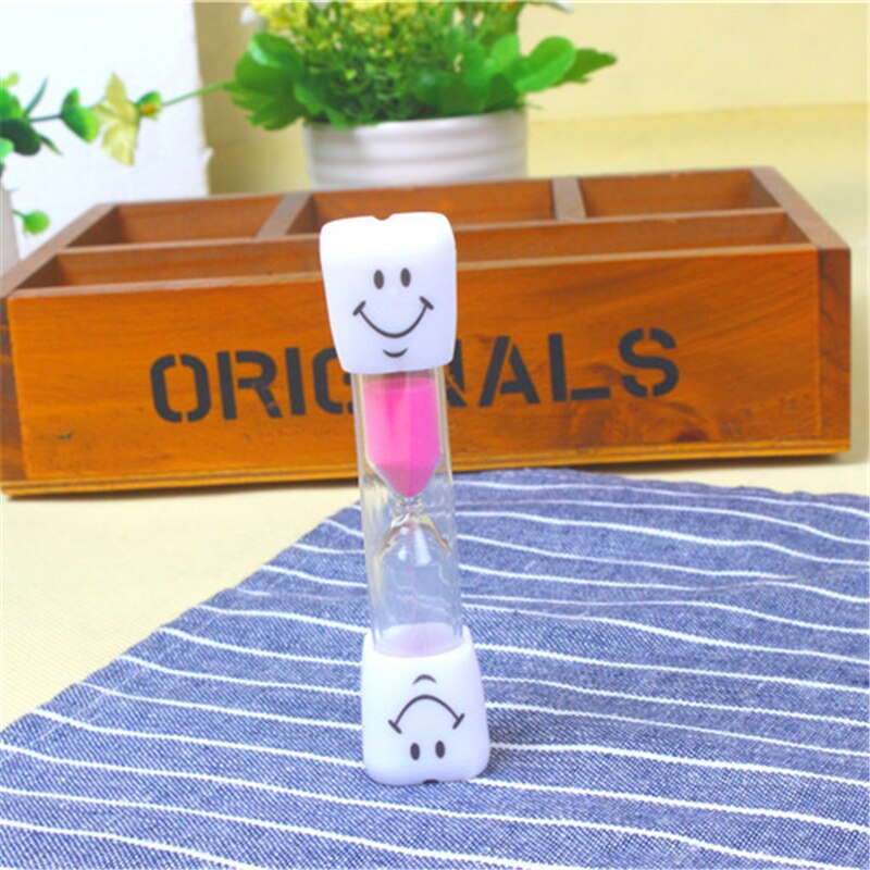 Children Kids Sandglass Toys Tooth Brushing Timer 3 Minutes Smiling Face Sandglass Hourglass Timer Toy Chronograph reminder toys: pink