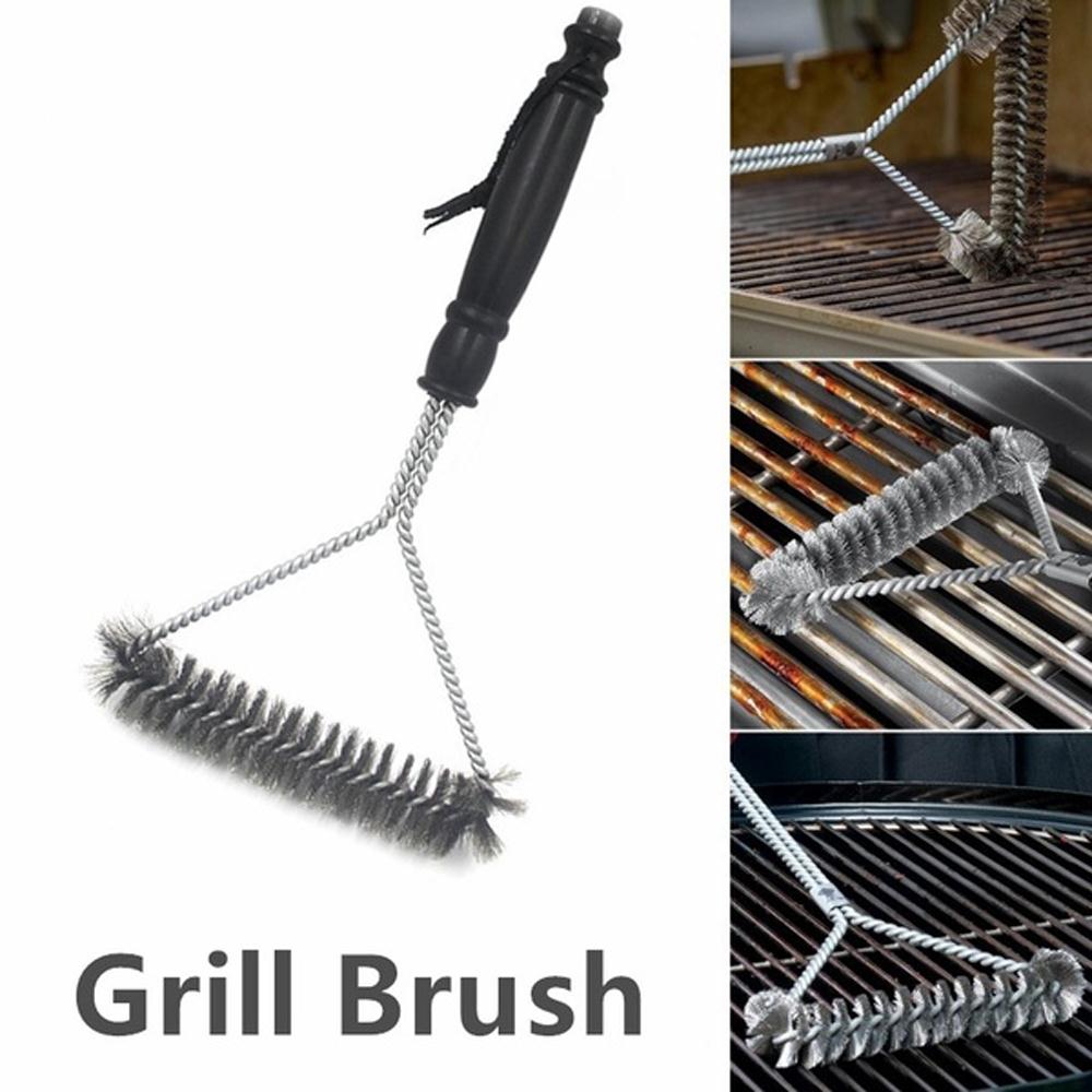 Economic BBQ Brush Clean 201 Stainless Steel Wire Convenient Tableware Barbecue Cleaning Brush Oven Home Black