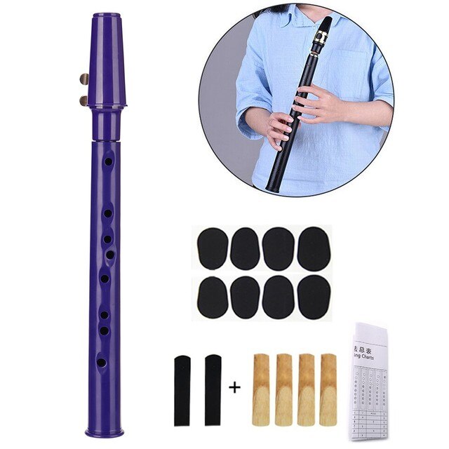 8-Hole Mini Pocket Saxofoon Little Sax Set Met Alto Mondstuk Ligatuur Riet Pads Vinger Grafieken Schoonmaken doek: Purple