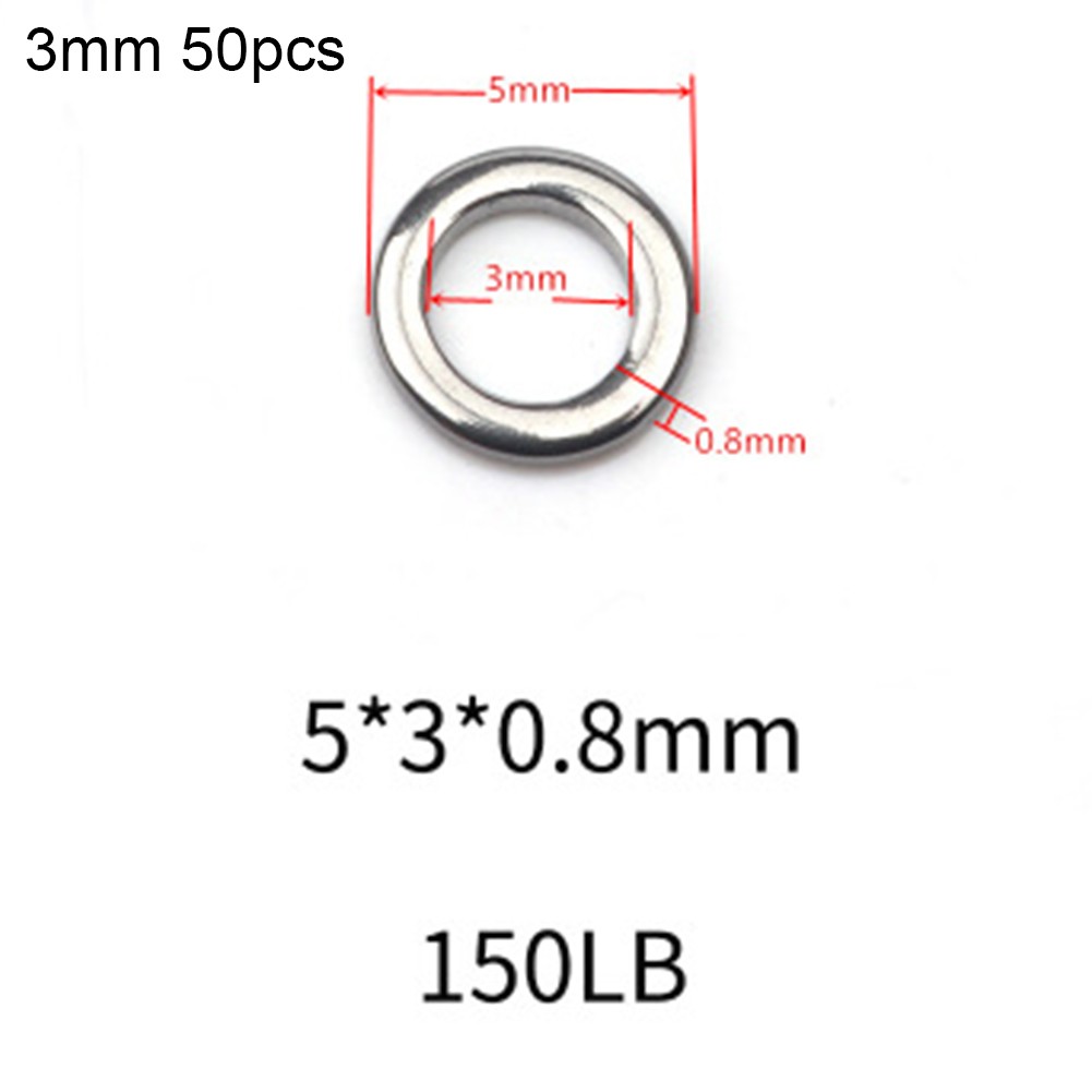 50 st kraftiga fiskeringar med solid ring, sömlösa delade ringar, vridbara knutar, bete, verktyg i rostfritt stål, fisketillbehör: Vit