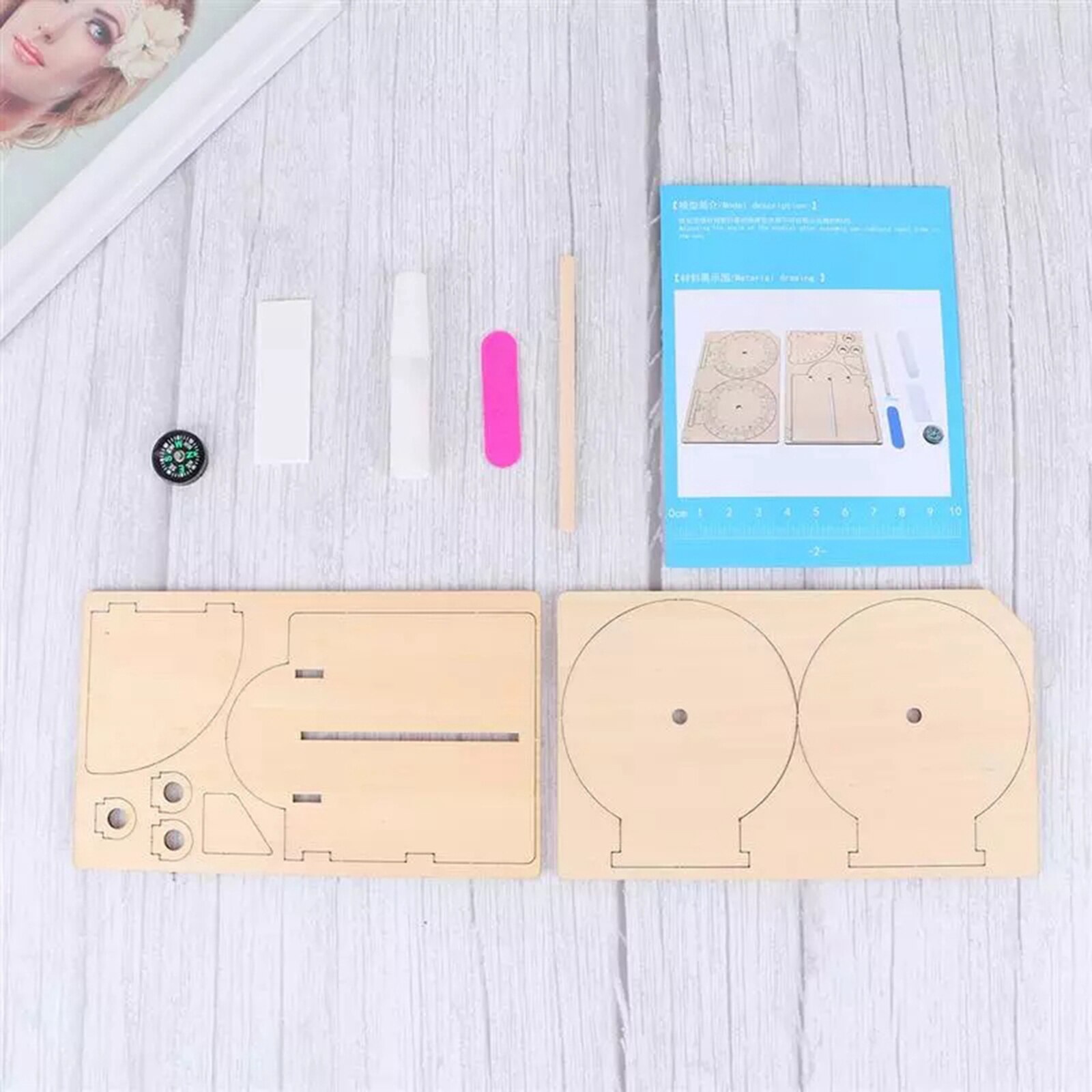 Equatorial Sundial Clock Child Wood Scientific Model Desktop Compass Gnomon