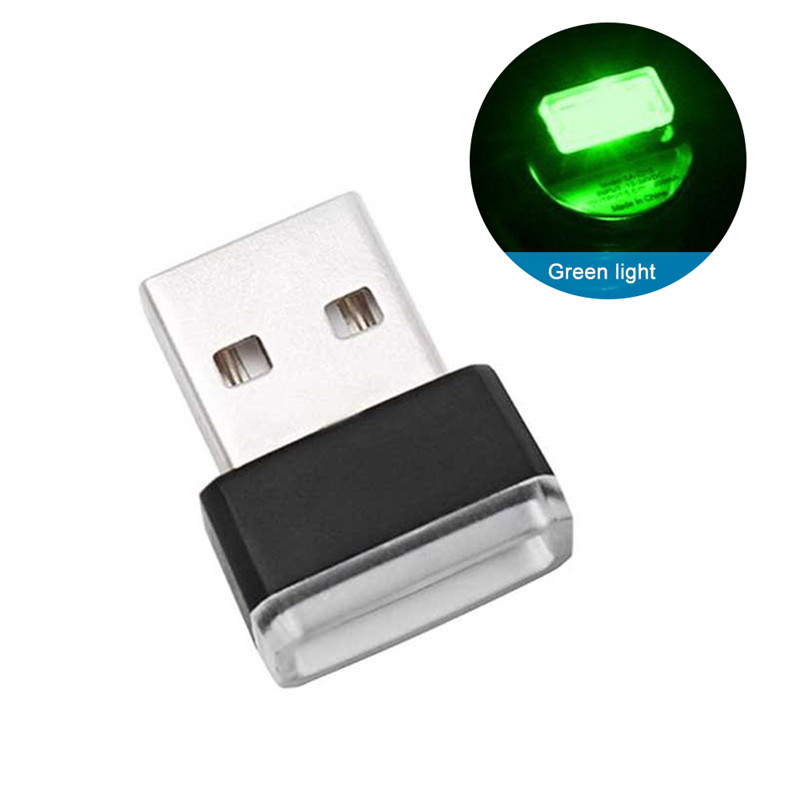Neon USB Light LED Modeling Light Atmosphere Ambient Lamp Portable Car Interior Decorative Light 7 Colors Car Accessories: Green
